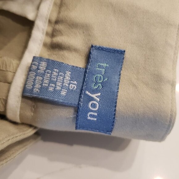 Tres You  Off white/Beige Capri Dress Pants Ladies Plus 16 Womens - Picture 7 of 14